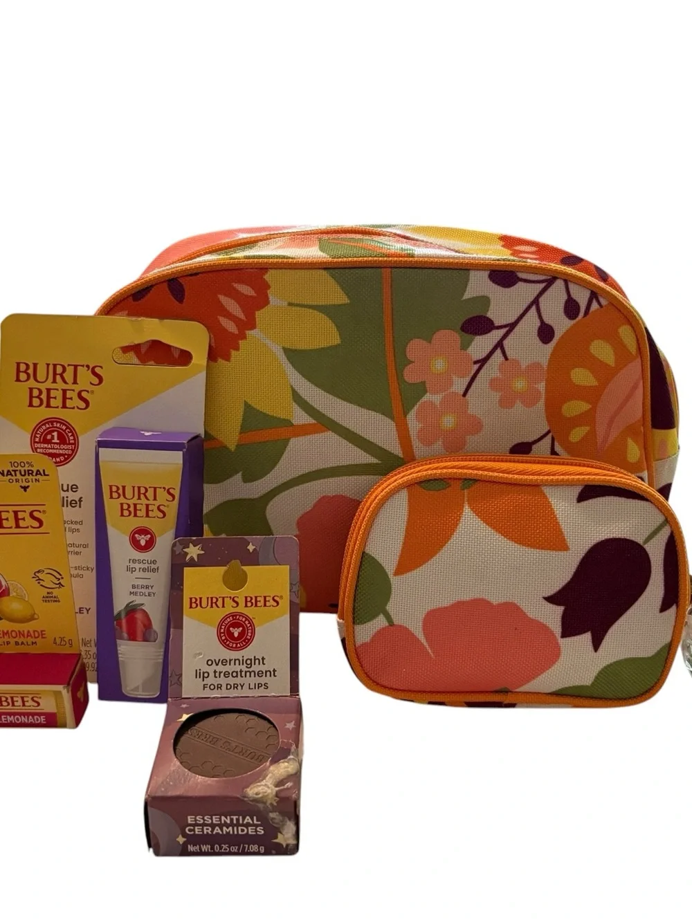 Burt's Bees Nad Clinique Beaty Bundle Lip Care Trio in Yellow, Purple, Pink